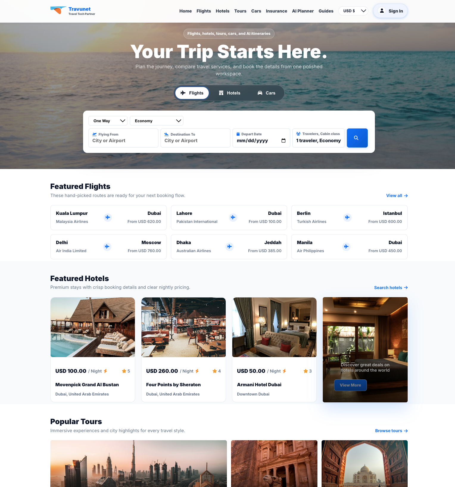 Travunet homepage
